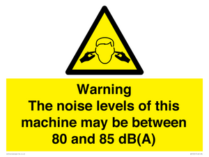 Warning Noise Levels of machine between 80-85 dB